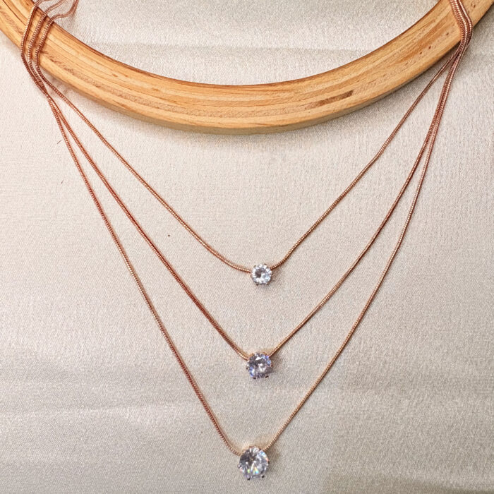 Rose gold toned multilayered necklace